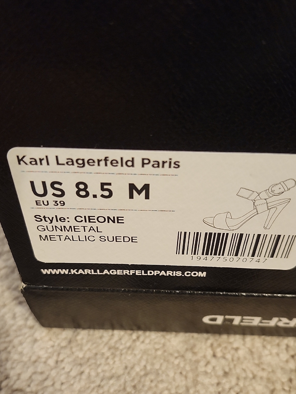 Karl Lagerfeld Silver Metallic Strappy Heeled Sandals - Picture 3 of 7